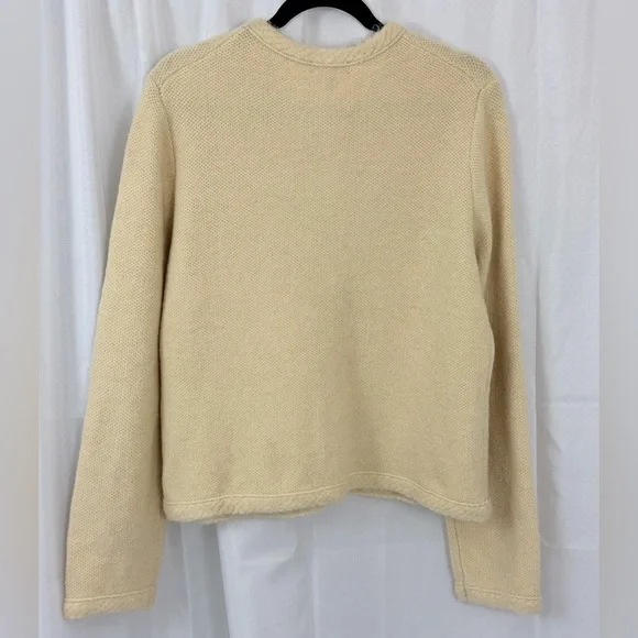 J.Crew Butter Cream Merino & Alpaca Wool Mix Button Up Sweater/Jacket Large MWT - Picture 5 of 8